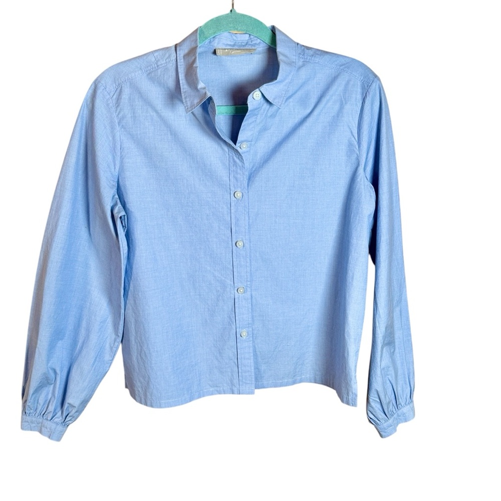 Everlane Women's Organic Cotton Prep Button Up Girlfriend Shirt‎ Blue Size -  00